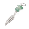 Natural Gemstone Chips & Alloy Feather Pendants PALLOY-JF02771-4