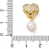 Brass Micro Pave Clear Cubic Zirconia & ABS Imitation Pearl Pendants CU-CBA0A9C-01G-3