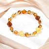 Natural Amber & Brass Beaded Stretch Bracelets for Women BJEW-JB13693-1