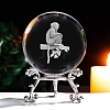 Inner Carving 12 Chinese Zodiac Signs Glass Crystal Ball Diaplay Decoration with Metal Holder PW-WG32D61-18-1