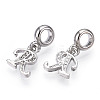 Platinum Rack Plating Alloy Rhinestone European Dangle Charms PALLOY-T048-36P-R-2