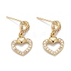 Heart Sparkling Cubic Zirconia Dangle Stud Earrings for Girl Women EJEW-H126-17G-1