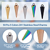 DICOSMETIC 50Pcs 5 Colors 201 Stainless Steel Pendants STAS-DC0014-42-4