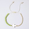 Adjustable Glass & Brass Beads Braided Bead Bracelets TB8315-5-1