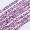 Faceted Rondelle Transparent Painted Glass Beads Strands X-DGLA-J001-C08-4mm-1