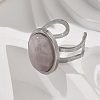 Oval Natural Rose Quartz Finger Rings RJEW-M062-02P-15-5