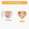 5 Pieces Heart Brass Charm with Pink Cubic Zirconia Valentine's Day Pendant Love Charm Pendant for Jewelry Earring Making Crafts JX384A-2