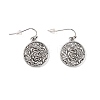 3 Pairs 3 Style Flat Round & Shell Alloy Dangle Earrings with Iron Pins EJEW-P200-07AS-2