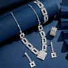 Rectangle Brass with Crystal Rhinestone Jewelry Sets WG3D549-01-3