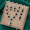 Teardrop Brass Rhinestone Necklaces & Link Bracelets & Stud Earring Sets FS-WGE0FD5-05-1