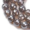 Electroplated Natural Agate Beads Strands G-B191-A07-8mm-05-3