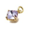 Rhombus Brass with Glass Charms KK-G525-02G-01-2