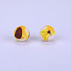 Printed Round with Sunflower Pattern Silicone Focal Beads SI-JX0056A-203-1