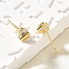 Heart Brass Micro Pave Clear Cubic Zirconia Stud Earrings EJEW-R018-07G-2