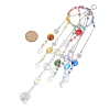 Glass & Stainless Steel Round & Teardrop & Octagonal Beads Hanging Suncatchers HJEW-JM04536-3