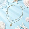 304 Stainless Steel Sea Turtle & Natural Freshwater Shell Star Pendant Double Layer Necklaces for Women NJEW-JN05400-1