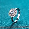 Rhodium Plated 925 Sterling Silver Micro Pave 6.5mm Cubic Zirconia Finger Rings for Women WGCD3AD-09-2