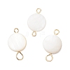 3Pcs Natural Freshwater Shell Flat Round Connector Charms PALLOY-JF04019-1