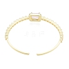 Cubic Zirconia Rectangle Open Cuff Bangle BJEW-G651-05G-3