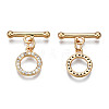 Brass Micro Pave Clear Cubic Zirconia Toggle Clasps KK-Q278-014-NF-2