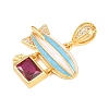 Brass Micro Pave Cubic Zirconia Pendants CU-CBAB3AD-05G-03-2