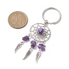 Woven Net/Web with Feather Alloy Gemstone Keychain KEYC-JKC00965-3