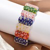 Handmade Millefiori Lampwork Beaded Stretch Bracelets for Men Women BJEW-G738-01C-14-2