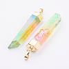 Electroplate Natural Quartz Crystal Pendants G-F463-26G-2