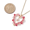Glass Seed Beads & Shell Pearl Heart Pendant Necklaces NJEW-MZ00042-3