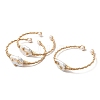 Brass Wire Wrapped Natural Baroque Pearl Cuff Bangles for Women BJEW-D453-02G-4