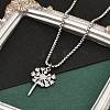 201 Stainless Steel Laser Cut Dandelion Pendant Box Chain Necklaces for Women NJEW-Q004-07P-2