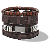 1Pc Cowhide & Imitation Leather Cord Knitted Multi-strand Bracelets AJEW-GF0011-50F-5