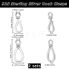2 Sets 925 Sterling Silver Hook Clasps STER-BBC0007-98-2