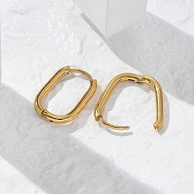 Ion Plating(IP) 304 Stainless Steel Oval Hoop Earrings EJEW-M218-02A-G