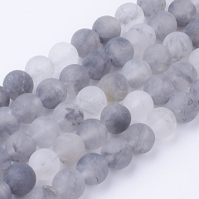 Natural Cloudy Quartz Bead Strands G-G735-81-8mm-1