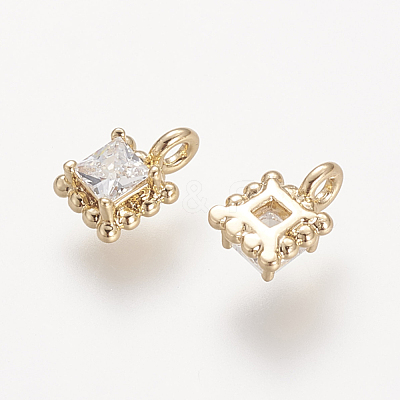 Brass Cubic Zirconia Pendants KK-T014-67G-1