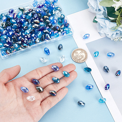 200Pcs 8 Colors Transparent Electroplate Glass Beads EGLA-GA0001-37-1