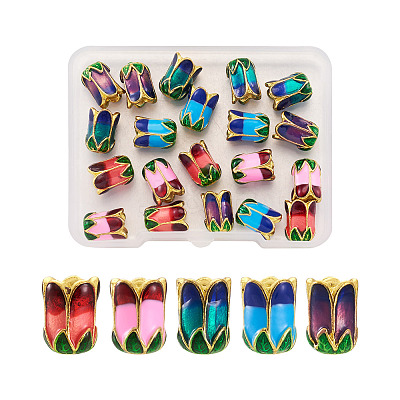 20Pcs 5 Colors Alloy Bead Caps ENAM-YS0001-04-1