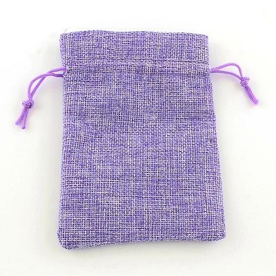 Polyester Imitation Burlap Packing Pouches Drawstring Bags ABAG-R004-18x13cm-08-1