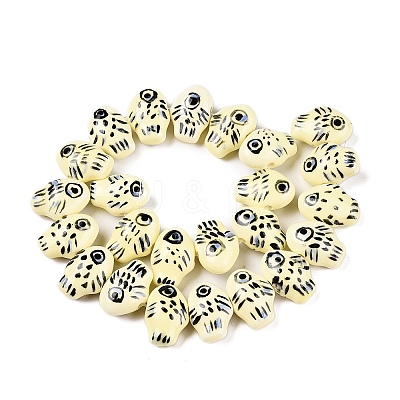 Handmade Printed Porcelain Beads Strand PORC-T133-02G-1
