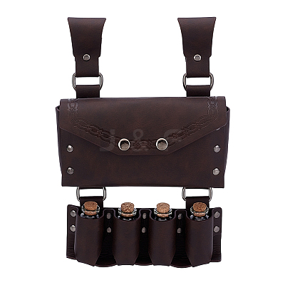 Rectangle Retro PU Leather Magic Potions Belt Pouch Waist Bags AJEW-WH0816-405-1