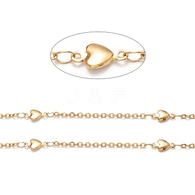 3.28 Feet 304 Stainless Steel Heart Link Cable Chains X-STAS-P254-07G-1