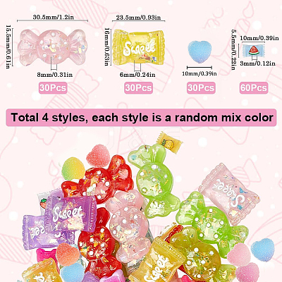 Candy Theme Transparent & Opaque Resin Decoden Cabochons RESI-SP0001-12-1