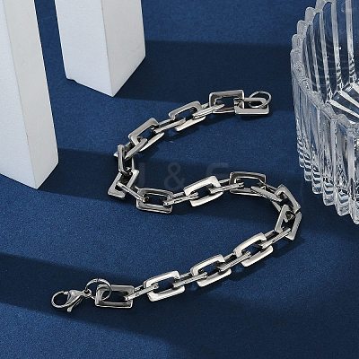 Tarnish Resistant Rectangle 201 Stainless Steel Chain Bracelets BJEW-N240-06P-1