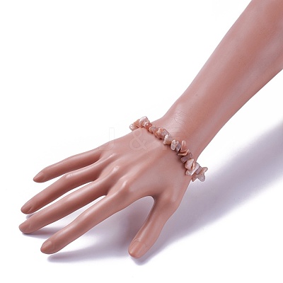 Natural Sunstone Beads Stretch Bracelets X-BJEW-JB04152-01-1