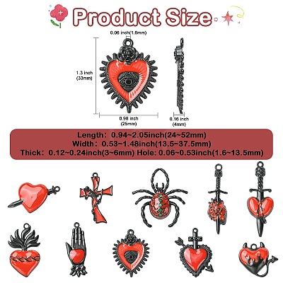 20Pcs 10 Styles Baking Paint Alloy Enamel Pendants ENAM-CJ0007-58-1