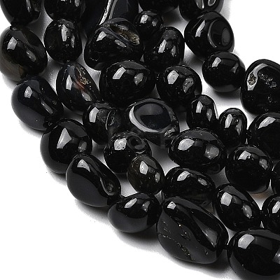 Natural Black Onyx Beads Strands G-P601-A16-02-1