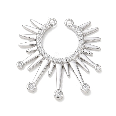 Brass Micro Pave Clear Cubic Zirconia Connector Charms CU-CBAEC29-01P-1