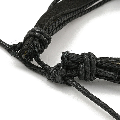 Braided PU Leather & Waxed Cords Multi-strand Bracelets BJEW-P329-09A-G-1