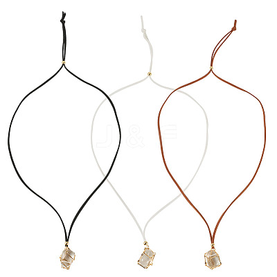 3Pcs Faux Suede Macrame Pouch  Pendant Necklaces NJEW-TAC0052-02-1